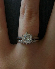 Spinoff: Post pics of your two rings together (wedding ring + engagement ring) :  wedding ring wedding engagement pic photo two finger together worn wear ring porn Fklgjori0