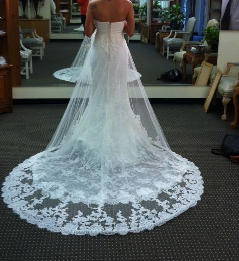 LA SPOSA DENIA *LIKE FINISTERRE BUT BETTER* SIZE 4 OFF WHITE :  wedding pronovias finisterre la sposa denia denia la sposa pronovias finisterre size 4 veil tulle white ivory Denia