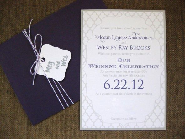 Purple and Gray Wedding Invitations wedding purple gray invitations diy 