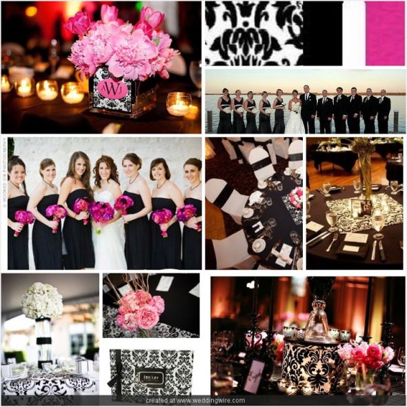 Changing Wedding Colors....halfway through the engagement.. :  wedding black white damask pink silver gray grey charcoal change color Iboard Fdc9727e4f221005