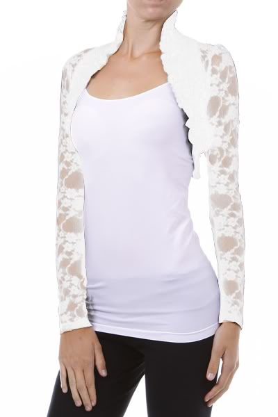 Where do I find a long sleeved lace bolero for under $100? : wedding bolero jacket shrug WHITE BOLERO