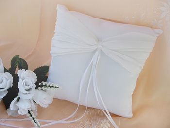 Swarovski Ring Bearer Pillow :  wedding ring bearer pillow swarovski white ivory ceremony Ring Pillow