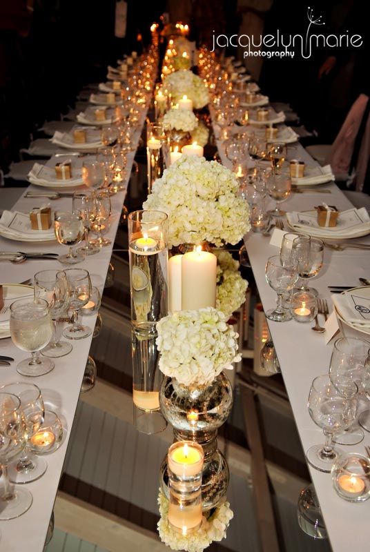 Show Me Your Long Table Reception Set-Up and Decor! :  wedding decor rhode island ocean Feasting Table Of Orchids And Hydragnea