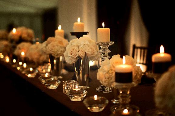 Boardroom style reception :  wedding reception table Tablescape 1