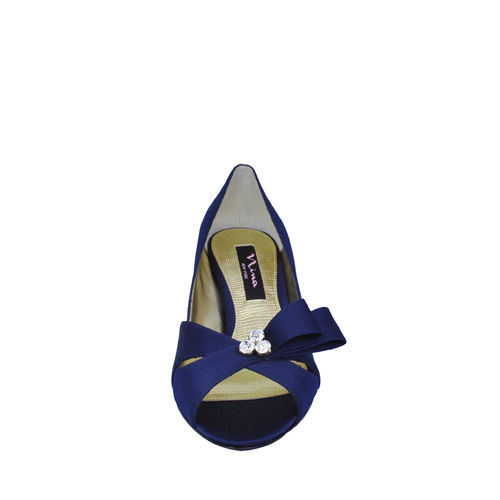 Blue Shoe Help! : wedding CONSEJA NEW NAVY LUSTER SATIN Front Zoom