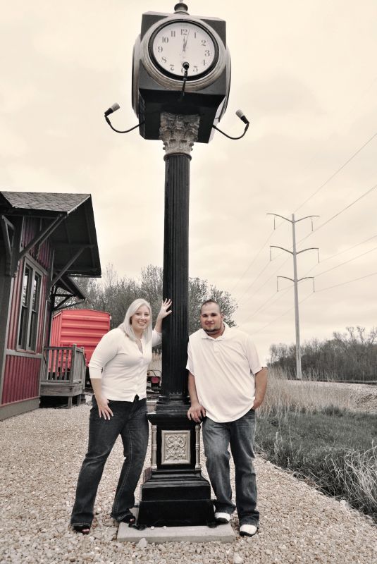 Engagement Photos Train Depot :  wedding photography train theme tracks engaged engagement pics engagment photos Clock
