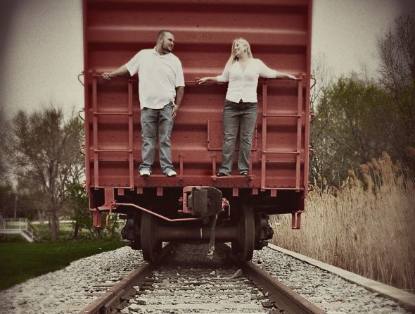 Engagement Photos Train Depot :  wedding photography train theme tracks engaged engagement pics engagment photos Train