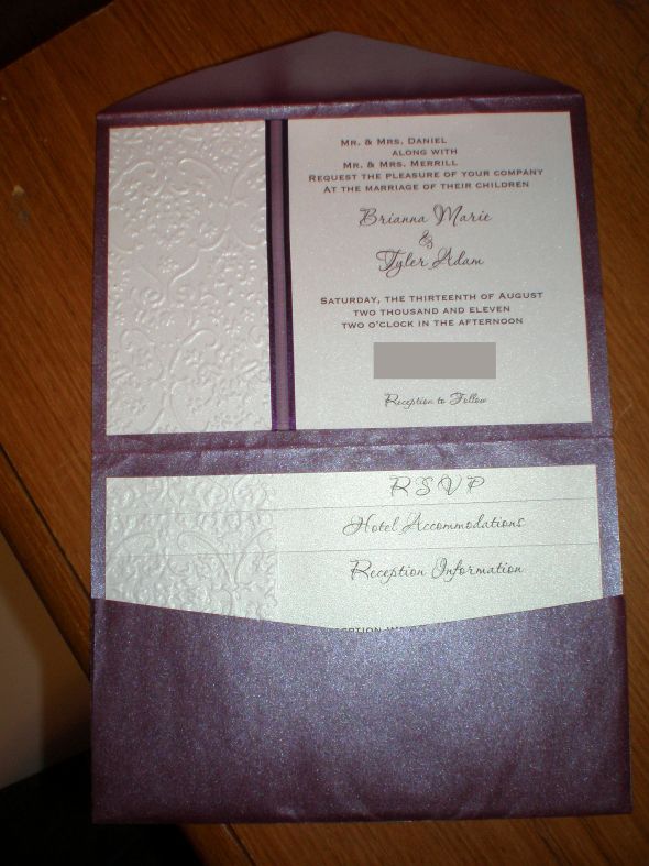 wedding invitations pocketfold diy eggplant purple aubergine invite 