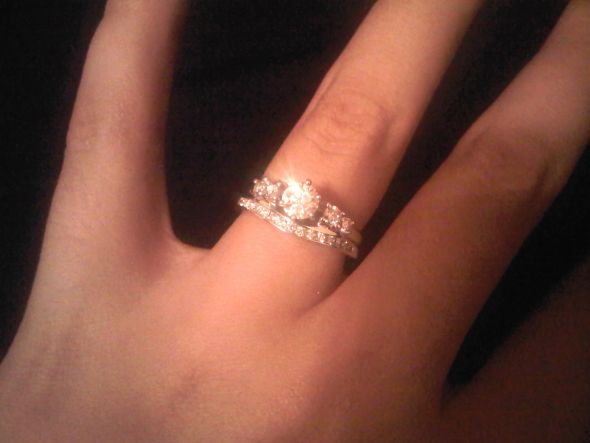 Show me your wedding bands with solitaire e-rings please! :) :  wedding diamond moissanite band wedding band e ring engagement ring solitaire Ring
