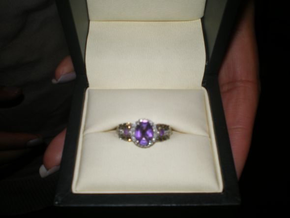 Amethyst and White Gold Engagement Ring :  wedding amethyst 75 1 white gold diamond purple gold engagement ring jewelry IMGP0196