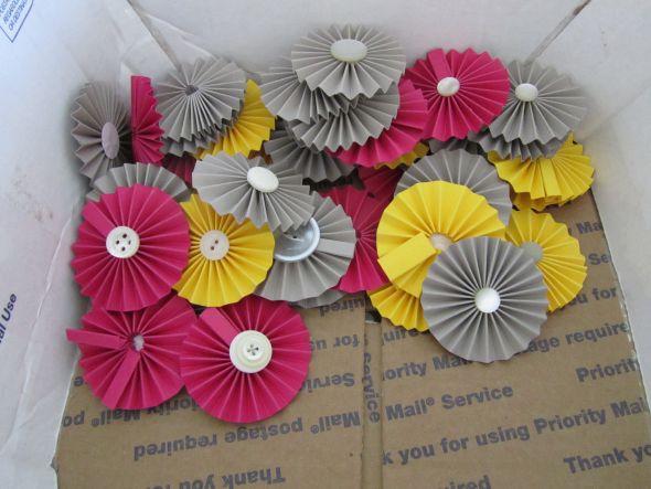 Let's see those DIYs! :  wedding diy july 2011 paper ribbon tissue rhinestone bedazzling table numbers craft signs pinwheels programs 080