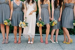 How to pull off mismatched bridesmaids? : wedding dresses mismatched bridesmainds mismatched Gray Bridesmaid Dresses1