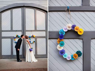Let's see those DIYs! : wedding diy july 2011 paper ribbon tissue rhinestone bedazzling table numbers craft signs pinwheels programs Paper Initials Ritzybee