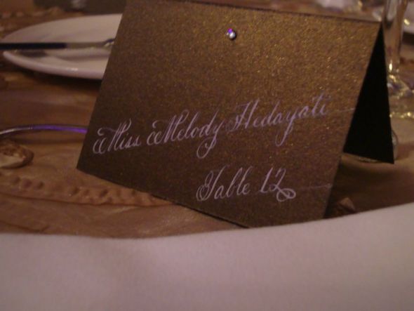 Calligraphy by Curlicue Designs wedding Escort Card Sample