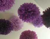 Tissue Pom Poms :  wedding tissue poms decor reception decoration pom poms purple silver inspiration diy Pom