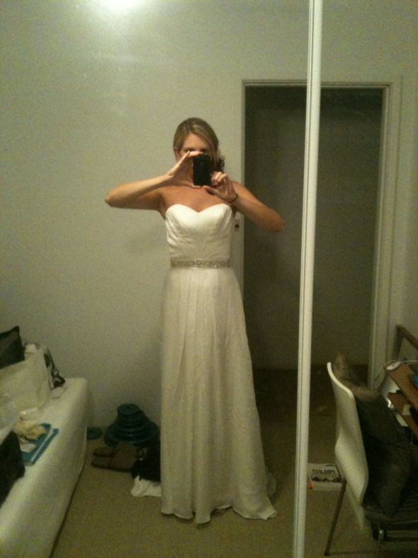 Got my dress!!! Now need sash help - please vote :  wedding sash belt flower help Dress Pictures Todd Do Not Look 033