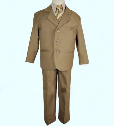  60 Boys Tan 5 piece suit Needs to go wedding ring bearer suit tux