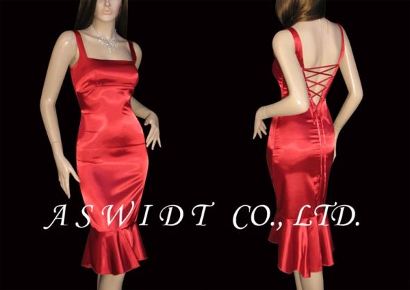 NWR: Is this dress too lingerie-ish? :  wedding Sexy Red Satin V Back Fish Tail