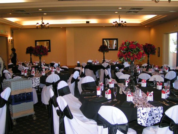 Beautiful Reception Items for Sale Damask Black White Red wedding