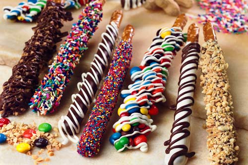 Chocolate Cover Pretzel...idea needed :  wedding favors chocolate pretzels Pretzel Rods