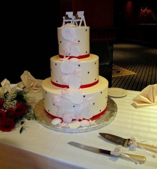 Black and White beach theme wedding wedding black white cake Cake