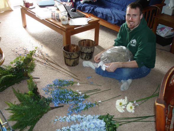 Our DIY altar floral arrangement wedding ceremony flowers diy DSC00311