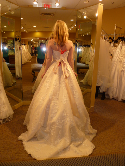 Anyone with a Mori Lee dress? :  wedding mori lee bubble hem strapless wedding dress P1000453back