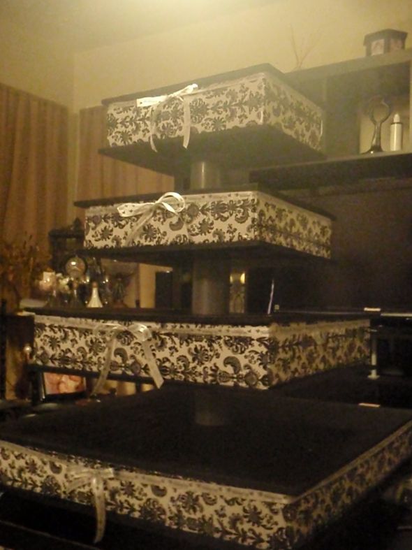 Cake And Cupcake Stand :  wedding black white silver cake diy reception 106