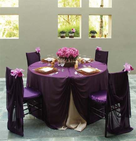 Now for my tables I have decided to use plum satin table cloths with the 