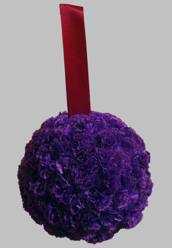 Hanging Silk Carnation Pomander On Shepherd Hook