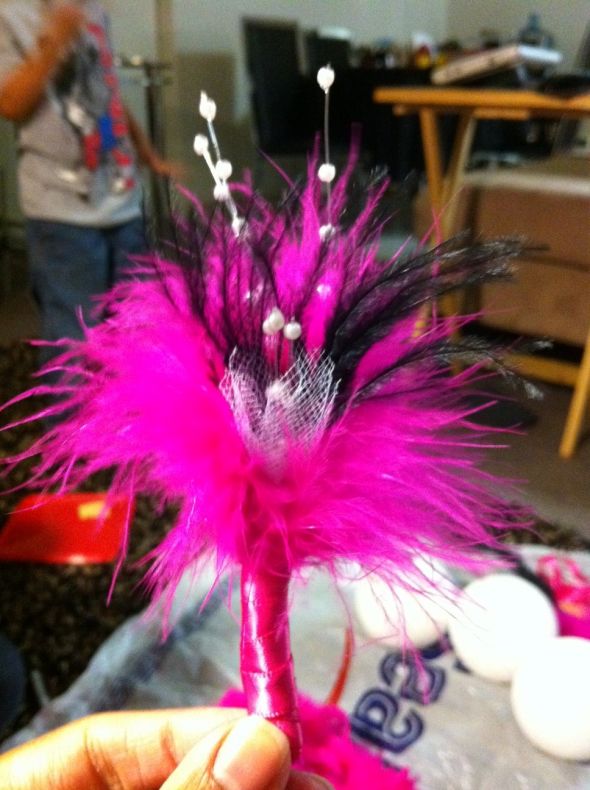 Feather & pearl spray boutonnie