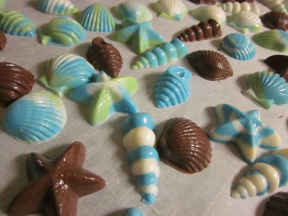 DIY Seashell candy favors wedding seashell candies beach wedding favors 
