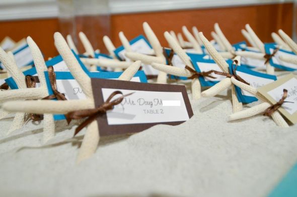 Starfish Place Cards wedding 1502 I used brown white teal and tan 