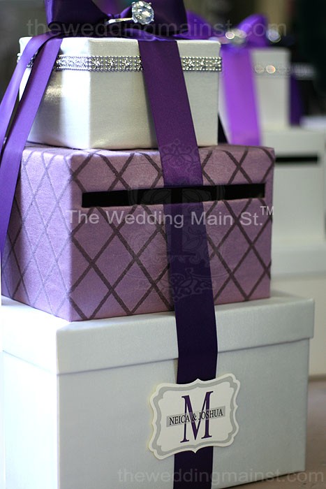 Card box idea for beach style reception wedding Card Box Purple Ivory