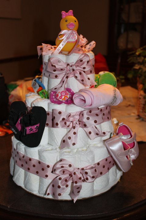 Finished the diaper cake. Whatdya think? : wedding Diapercake