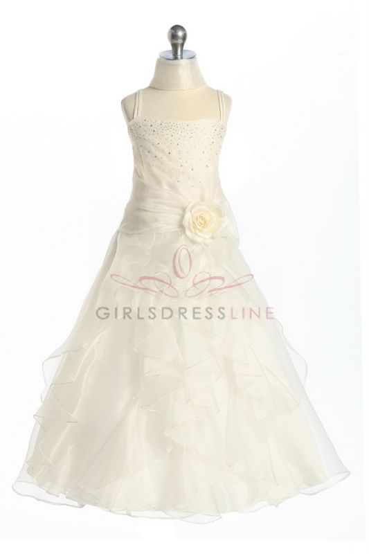 Ivory Flower Girl Organza Dress -sz8 with Shoes size 2 : wedding flowergirl dress flowergirl ivory bridesmaids ceremony dress shoes Flowergirl2