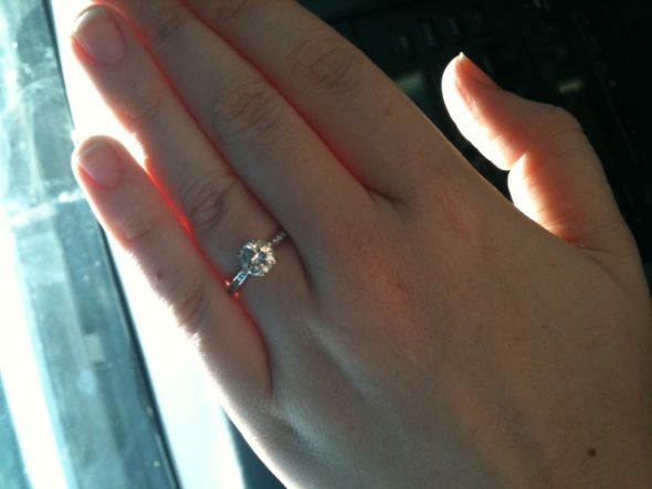 My E-Ring...Gorgeous Round Brilliant Solitaire...SHOW ME YOUR BANDS!! :  wedding ring diamond solitaire tiffany setting Photo