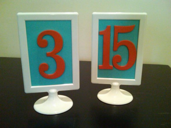 Orange Tiffany Blue Table Numbers wedding table numbers wood numbers 