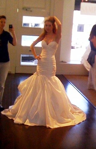i changed my mind--THIS is the dress i bought!!!!!! (in blush) :  wedding blush cherise ines di santo mermaid pink wedding gown 1