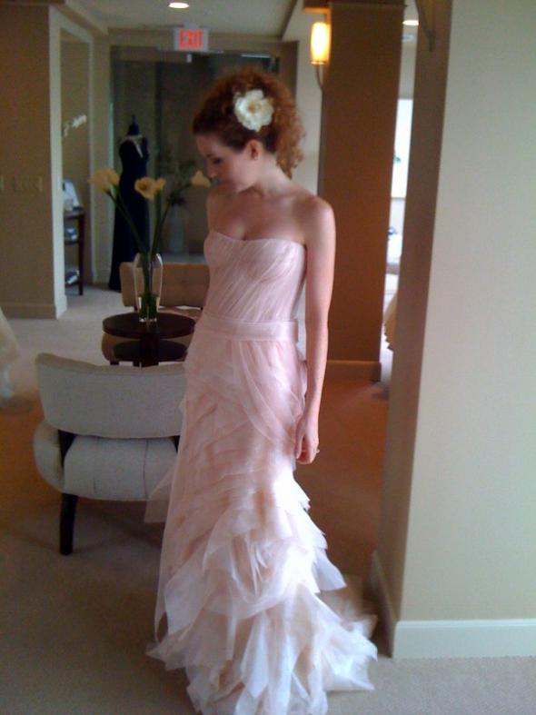 me in blush colored gowns (tried on just for the color) :  wedding blush Photo 2