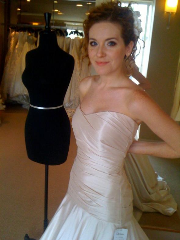 me in blush colored gowns (tried on just for the color) :  wedding blush Photo 21