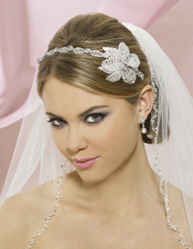 Double headband with veil? : wedding headband double headband veil blusher tiara Symphony 4702CR S