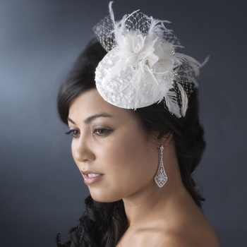 cocktail hat instead of veil wedding cockatil hat lace dress hair vintage