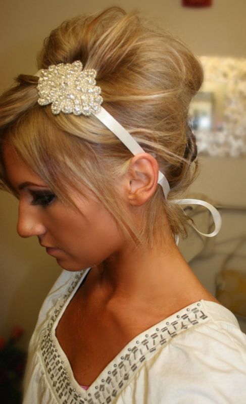 Show me your ribbon headbands! :  wedding headband ribbon rhinestone head band hair Hp2