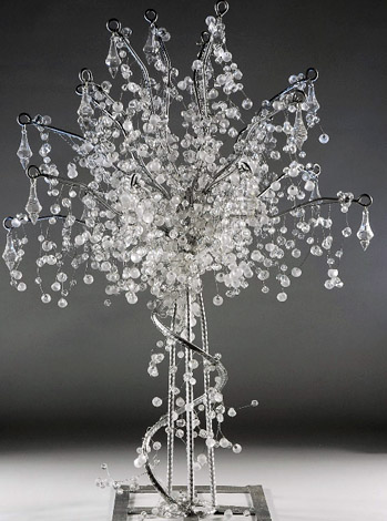 CRYSTAL TREES DAMASK WHITE AND BACK RUNNERS wedding 25 Inch Fully 