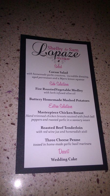Menus....Pink, Black with a hint of 