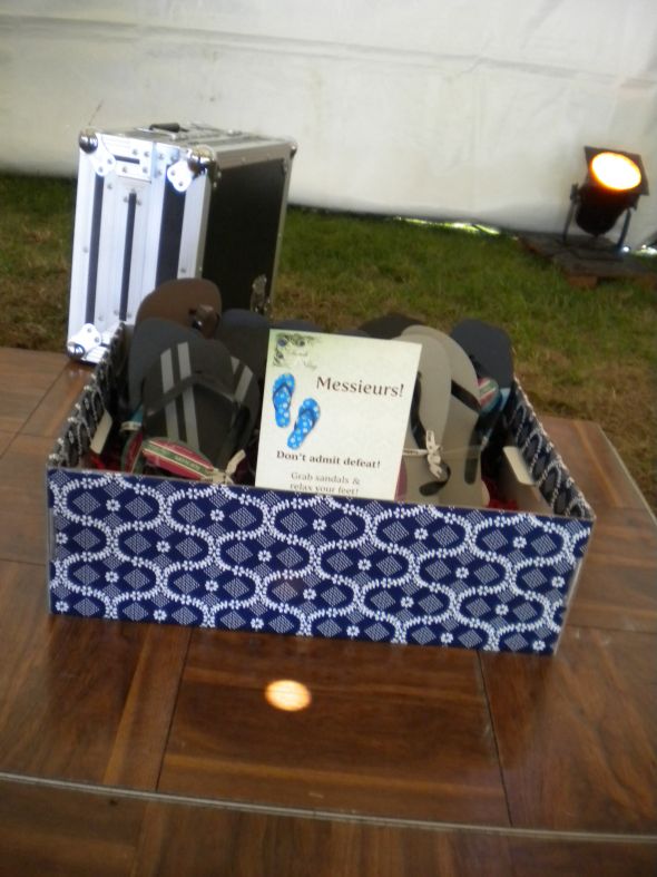 Blissfully ever after! :  wedding diy flip flops dessert stands program welcome bags reception tent food ceremony Flipflops M