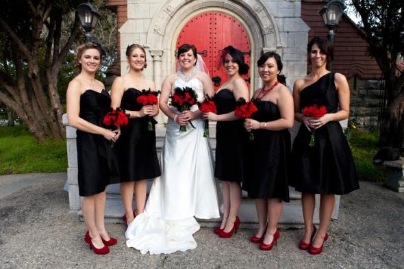 Wedding Bridesmaids Dress Photos :  wedding black red bridesmaids Bm5