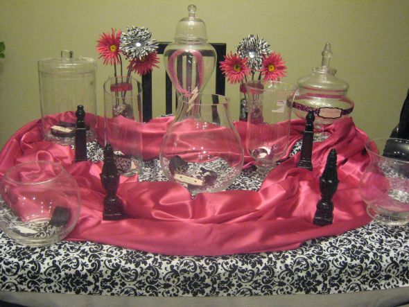 Damask Candy Buffet wedding pink black damask candy buffet reception diy