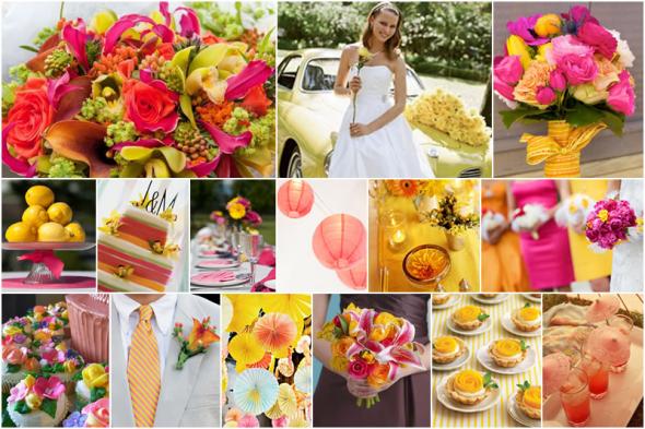 Yellow Fuschia wedding sunny fuschia lemon gold pink yellow bouquet 